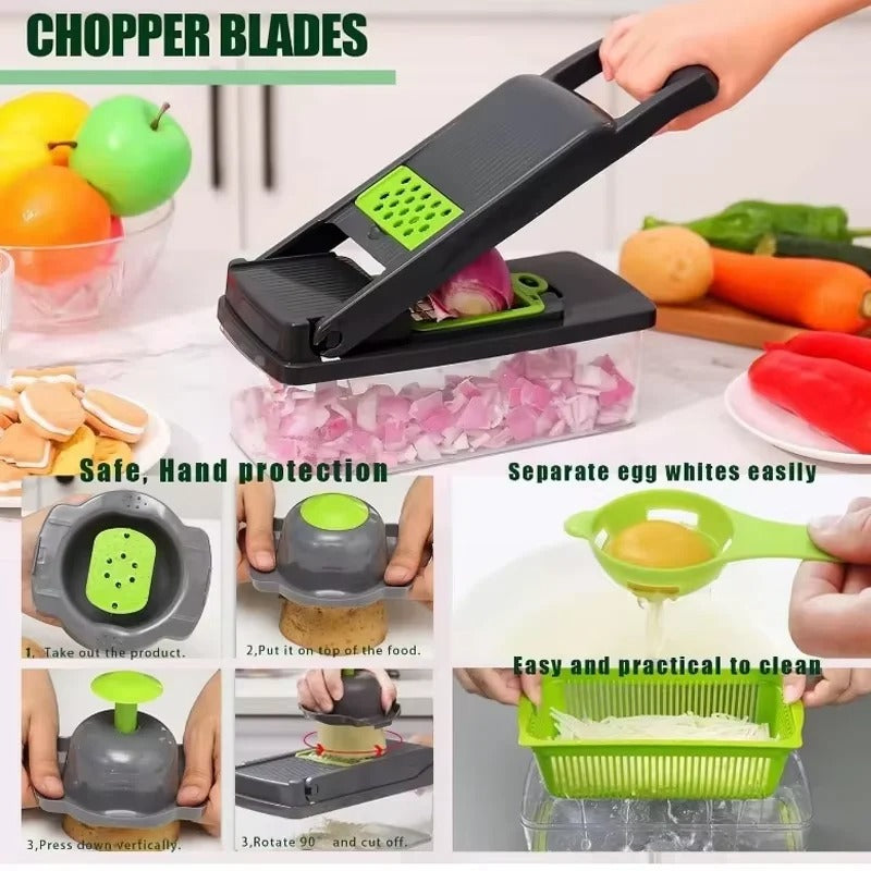 14/16 In1 Portable Vegetable Cutter Shredder Multifunctional Slicer Chopper Carrot Grater Reusable Fruit Veggie Cutting Tool