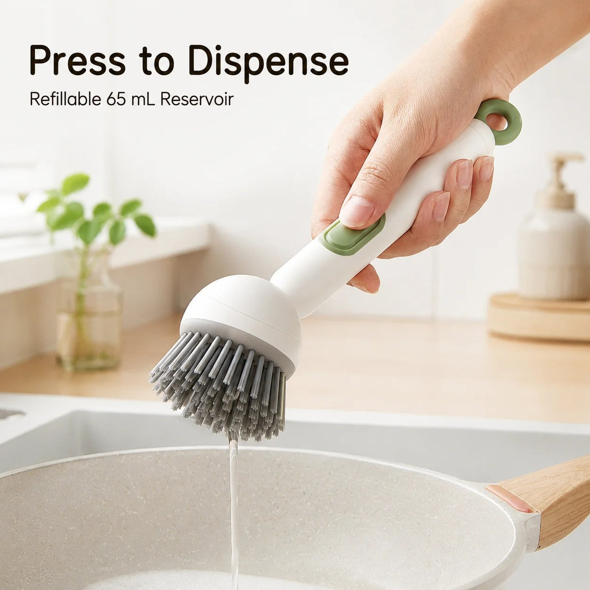 Rotating Dish Brush with Soap Dispenser Long Handle Pot Pan Cleaning Brush 6 Angle Adjustable Kitchen Scrubber Tool