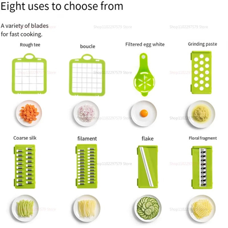 14/16 In1 Portable Vegetable Cutter Shredder Multifunctional Slicer Chopper Carrot Grater Reusable Fruit Veggie Cutting Tool