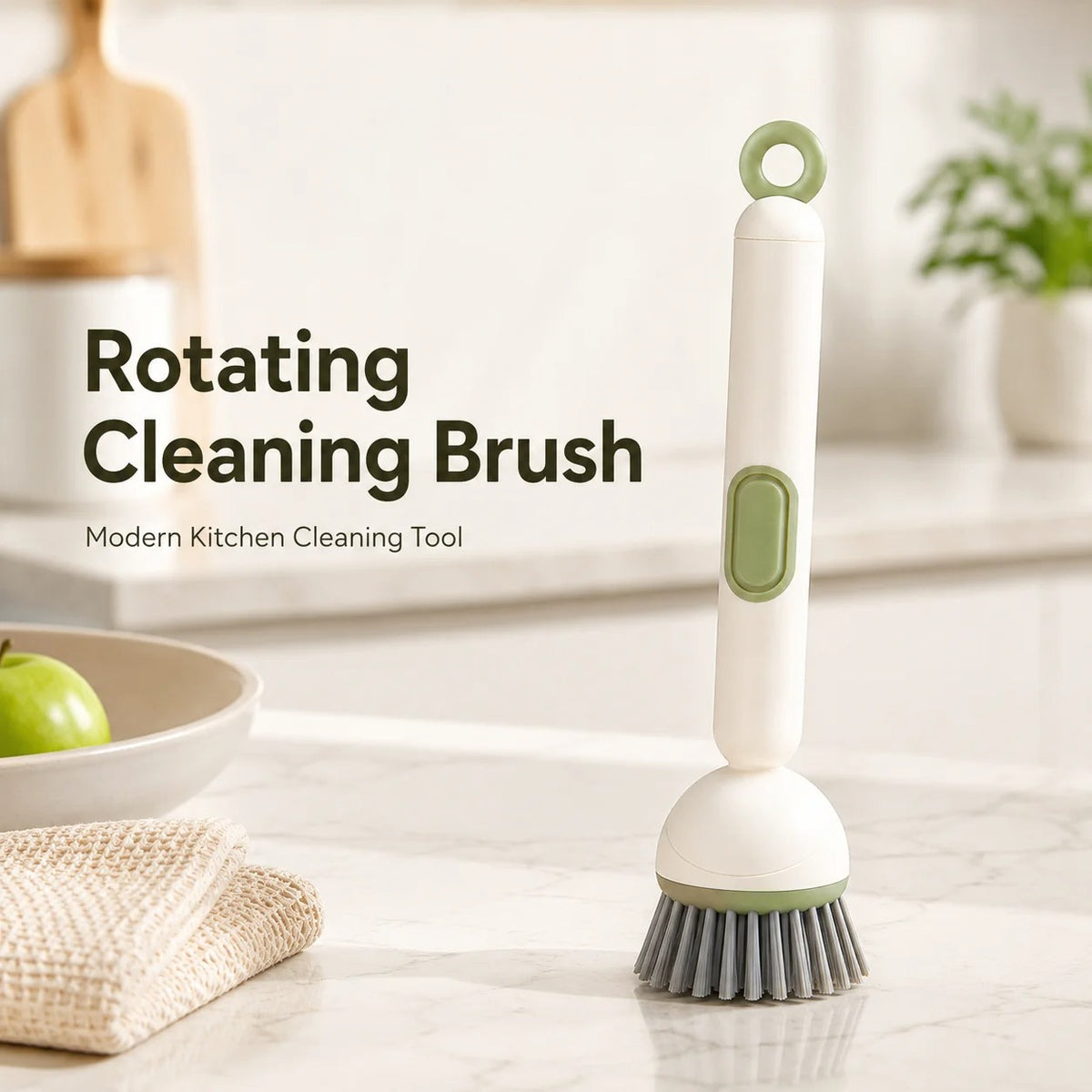 Rotating Dish Brush with Soap Dispenser Long Handle Pot Pan Cleaning Brush 6 Angle Adjustable Kitchen Scrubber Tool