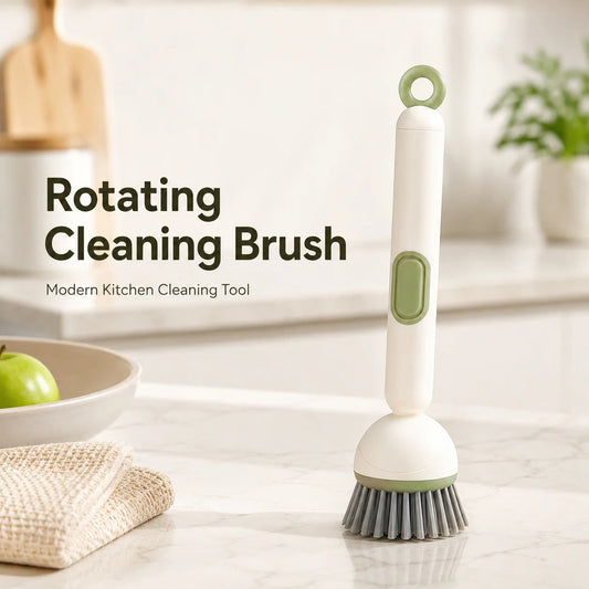 Rotating Dish Brush with Soap Dispenser Long Handle Pot Pan Cleaning Brush 6 Angle Adjustable Kitchen Scrubber Tool