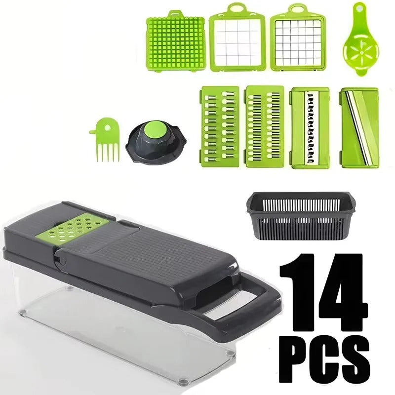 14/16 In1 Portable Vegetable Cutter Shredder Multifunctional Slicer Chopper Carrot Grater Reusable Fruit Veggie Cutting Tool